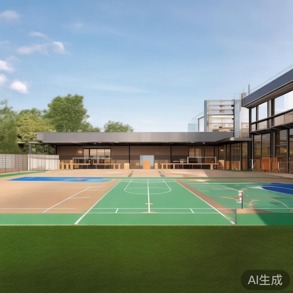 多功能运动场馆：中心拥有多个标准篮球、排球场地，配